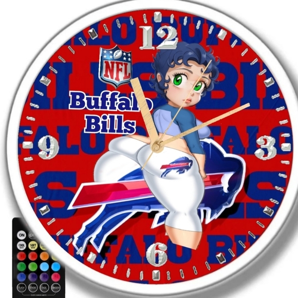 Buffalo Bills Betty Boop led lights clock - Picture 2 of 4